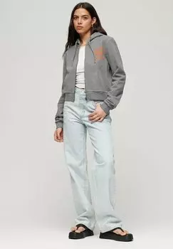 Толстовка на молнии Superdry Athletic Essential Crop, темно-серый меланж