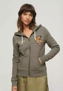 Толстовка на молнии Superdry CUSTOM EMBELLISHED, цвет charcoal grey