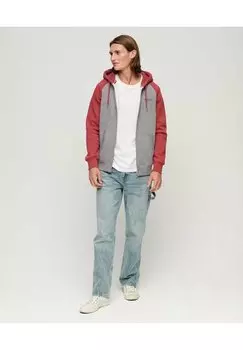 Толстовка на молнии Superdry Essential Baseball Zip Hoodie....., темно-серый в крапинку marl ягодно-красный marl