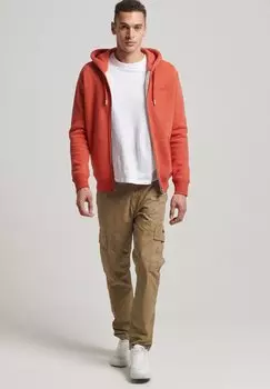 Толстовка на молнии Superdry Vintage Logo Emb, ярко-оранжевый меланж