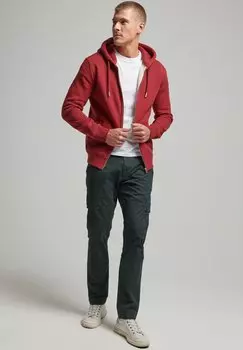 Толстовка на молнии Superdry Vintage Logo Emb, спортивный красный меланж