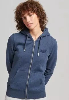 Толстовка на молнии Superdry Vintage Logo, винтажный темно-синий меланж