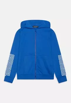 Толстовка на молнии Unisex Logo Sweatshirt Versace, цвет bright blue/bianco