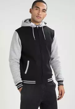 Толстовка на молнии Urban Classics 2-TONE ZIP HOODY, цвет Black/Grey
