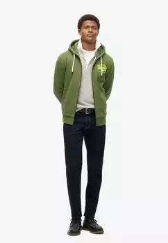 Толстовка на молнии VINTAGE LOGO GRAPHIC HOODIE Superdry, зеленый
