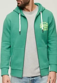 Толстовка на молнии VINTAGE Superdry, зеленый