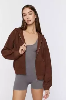 Толстовка на молнии в рубчик Forever 21, шоколадный