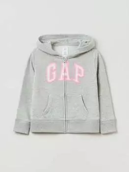 Толстовка на молнии во всю длину из френч терри с нашивкой-логотипом Gap, цвет light grey marl
