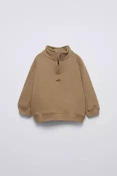 Толстовка на молнии ZARA, бежевый