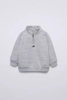 Толстовка на молнии ZARA, серый мергель