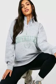 Толстовка на половине молнии для материалов copenhagen Boohoo, серый