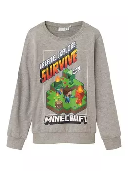 Толстовка NAME IT Minecraft, пестрый серый