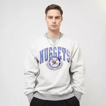 Толстовка NBA Premium Fleece Crew Denver Nuggets Mitchell & Ness, цвет grey heather