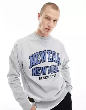 Толстовка New Era серого меланжа с логотипом спереди