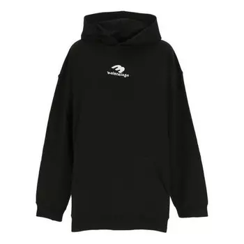 Толстовка new logo popover hoodie 'black white' Balenciaga, черный