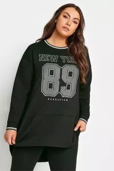 Толстовка New York с надписью из блесток Yours, черный