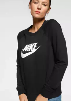 Толстовка Nike Sportswear "ЖЕНЩИНЫ ESSENTIAL CREW FLEECE", черно-белый