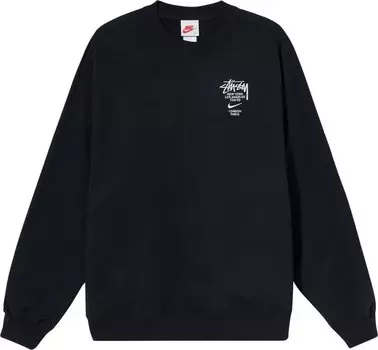 Толстовка Nike x Stussy NRG ZR Crew Fleece 'Black', черный