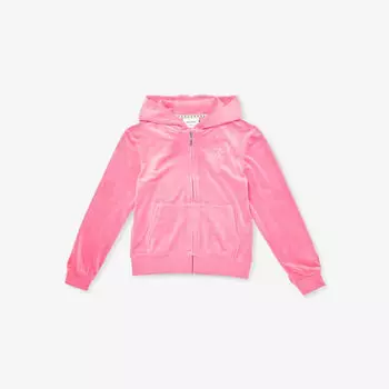 Толстовка обычного кроя из эластичного велюра с фирменной отделкой для 7–16 лет Juicy Couture, розовый