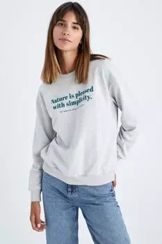 Толстовка обычного кроя с круглым вырезом DeFacto, серый