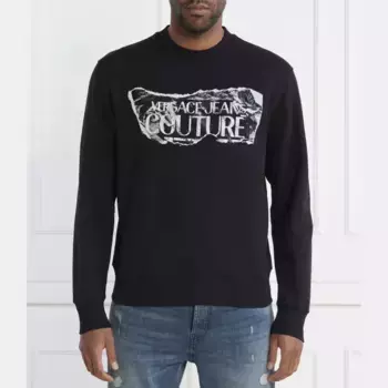 Толстовка обычного кроя с шелкографией Versace, черный