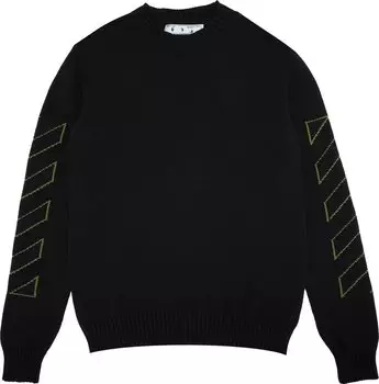 Толстовка Off-White Arrow Diag Outline Knit Crewneck 'Black/Green', зеленый