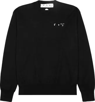 Толстовка Off-White Basic Knit Crewneck 'Black/White', черный