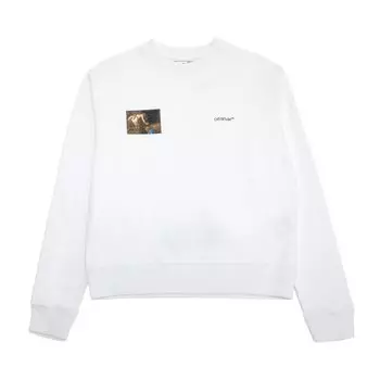 Толстовка Off-White Caravaggio Angel Slim Crewneck 'White/Black', белый