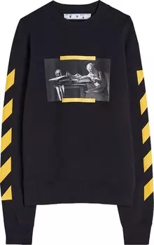 Толстовка Off-White Caravaggio Painting Slim Crewneck 'Black/Multicolor', черный