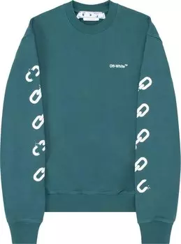 Толстовка Off-White Chain Arrow Slim Crewneck 'Duck Green/White', зеленый