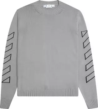 Толстовка Off-White Diag Outline Knit Crewneck 'Medium Grey/Black', серый
