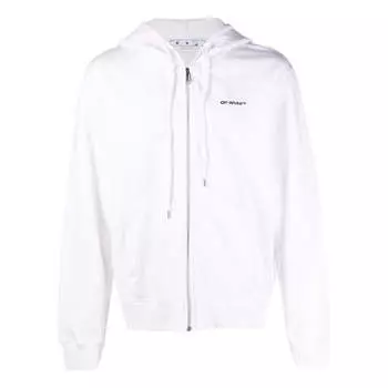 Толстовка Off-White Diag-Print Zip-Up Hoodie, белый