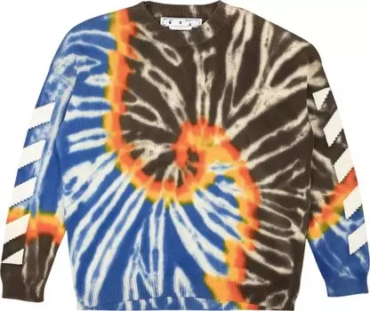 Толстовка Off-White Diag Tie Dye Knit Crewneck 'Black/White', черный