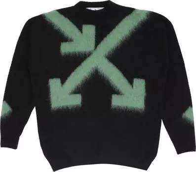 Толстовка Off-White Fuzzy Arrows Crewneck 'Black/Hedge Green', зеленый