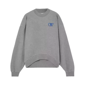 Толстовка Off-White Logo Embroidered 'Melange Grey/Nautical Blue', серый
