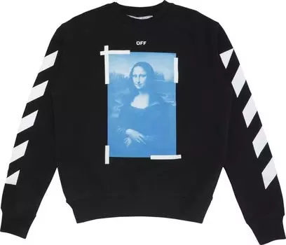 Толстовка Off-White Monalisa Slim Crewneck 'Black/White', черный