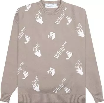 Толстовка Off-White OW Logo Allover Knit Crew 'Abbey Stone', кремовый
