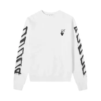 Толстовка Off-White Spray Marker Slim Crewneck 'White/Black', белый