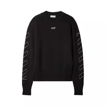 Толстовка Off-White Stitch Arrow Diags Knit Crewneck, черный/белый