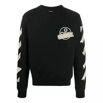 Толстовка OFF-WHITE Tap Arrows Mens Logo Long Sleeve Round Neck Sweater Tape, черный