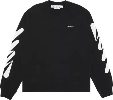 Толстовка Off-White Wave Diag Slim Crewneck 'Black/White', черный