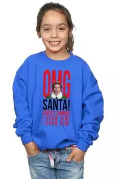 Толстовка OMG Santa I Know Him Elf, синий