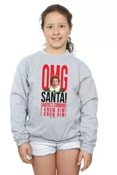 Толстовка OMG Santa I Know Him Elf, серый