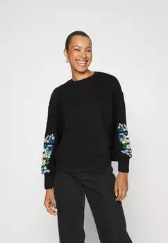 Толстовка Onlbrooke O Neck Flower ONLY, черный