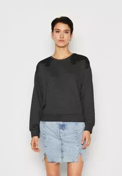 Толстовка ONLGINA O NECK ONLY, цвет dark grey melange/black