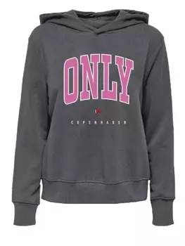 Толстовка Only ONLLAURA L/S HOODIE CS SWT, серый