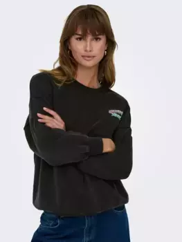 Толстовка ONLY "ONLLUCINDA OVERSIZE L/S WILD BOX SWT", черный