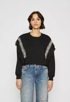 Толстовка ONLY Petite ONLLUNA FRILLO NECK, черный