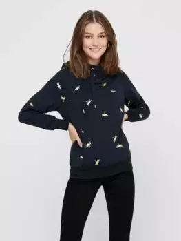 Толстовка ONLY с капюшоном "ONLJALENE AOP L/S HOOD SWT", цвет Night Sky Aop