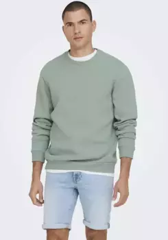 Толстовка ONLY & SONS "ONSCERES CREW NECK NOOS", зеленый